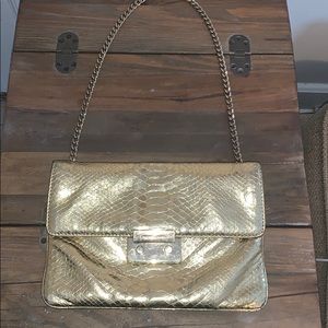 Michael Kors Gold Metallic Python Leather Purse